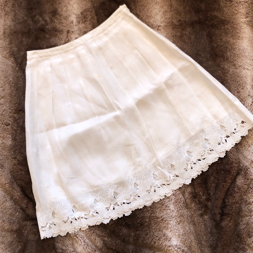 Ann Taylor Pleated and Embroidered Circle Skirt